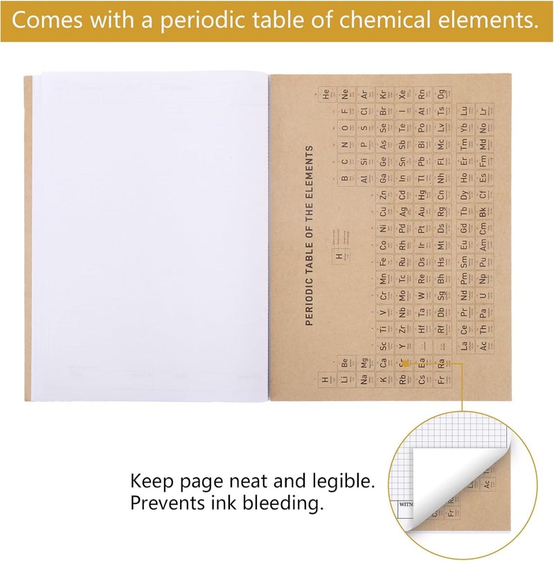 suituts 3 Pack Carbonless Chemistry Lab Notebook, 8.5X11 Inch Student Lab notebook with Duplicate/Numbered/Grid Pages, 25 Sets of Pages, Total 75 Sets (Kraft) - Image 4